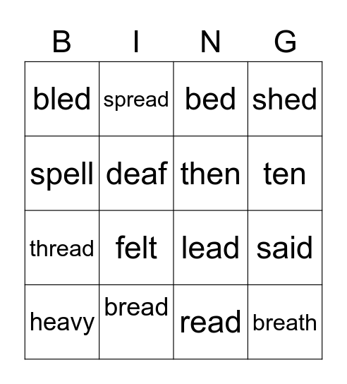 /e/ Bingo Card