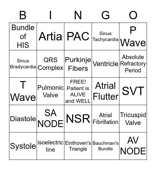 EKG BINGO Card