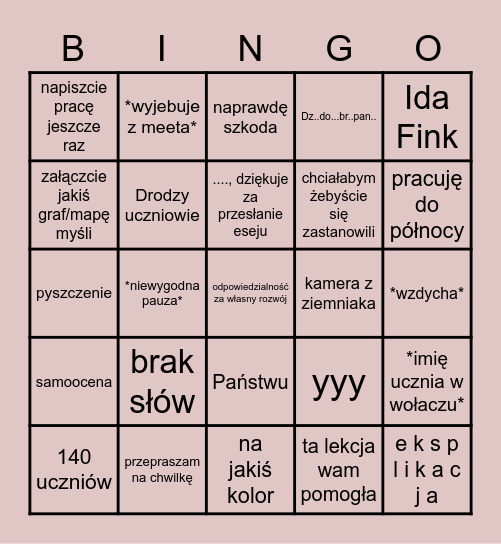 FURMANEK BINGO Card