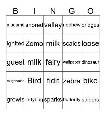 Grandma and Pajama night! Bingo Card