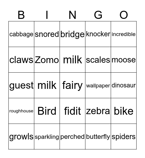 Grandma and Pajama night! Bingo Card