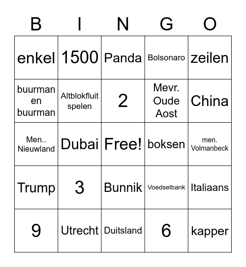 revius weetjes Bingo Card