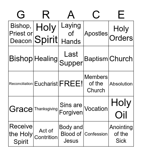 The Seven Sacraments Bingo Card