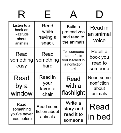 Reading Bingo 8 Bingo Card