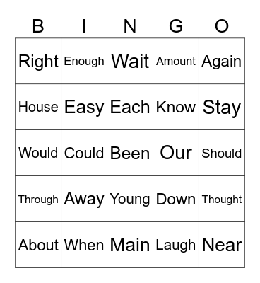 Leah’s Word Bingo! Bingo Card
