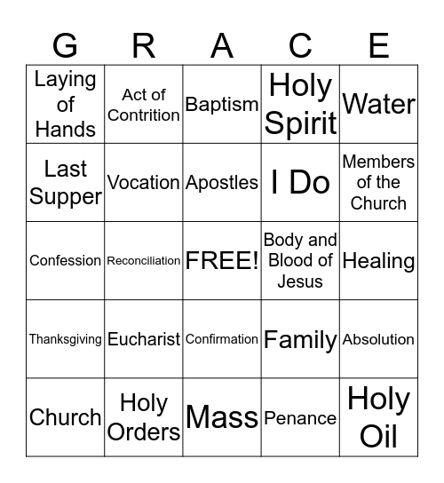 The Seven Sacraments Bingo Card