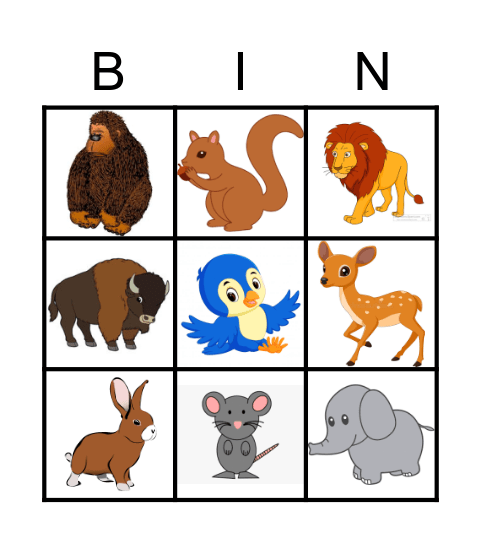 Zoo Bingo Card