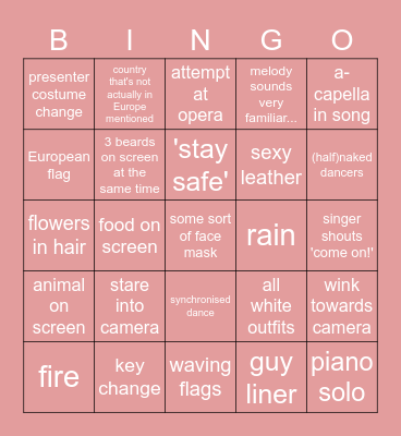 Eurovision!! Bingo Card