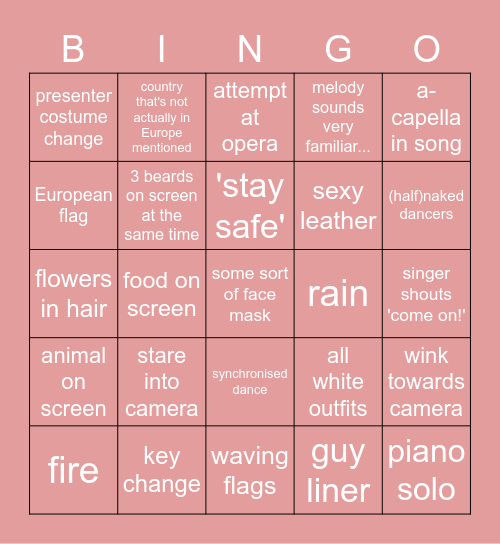 Eurovision!! Bingo Card