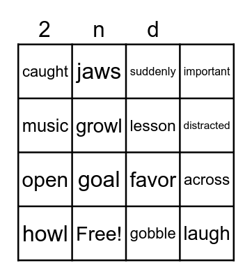 The Goat & the Singing Wolf Bingo Card
