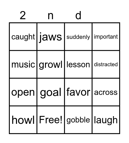 The Goat & the Singing Wolf Bingo Card