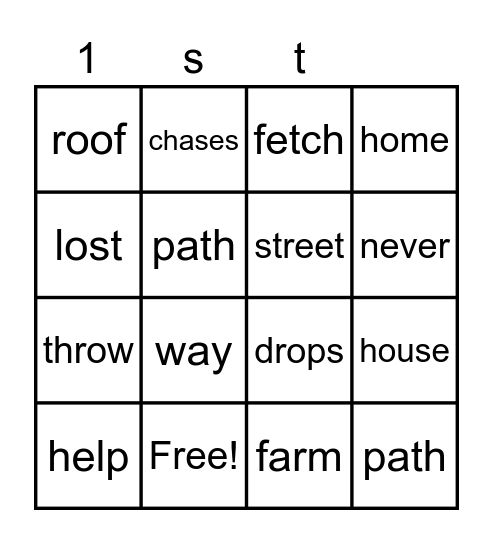 Billy Gets Lost Bingo Card