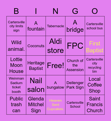 Cartersville Bingo!! Bingo Card