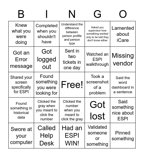 ESPI BIngo Card