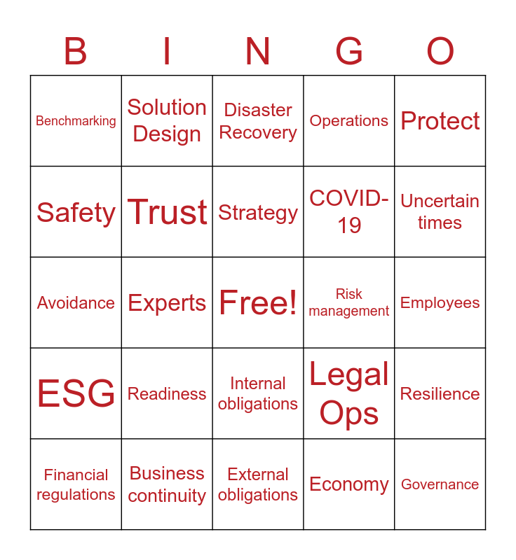 Diligent Compliance Bingo Card