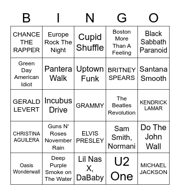 MUSIC Bingo Card