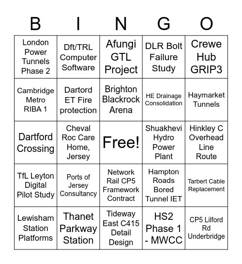 MNC Project Bingo! Bingo Card