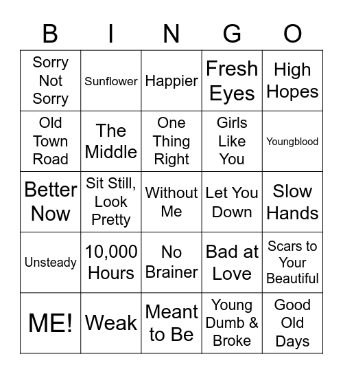 Music Bingo! Bingo Card