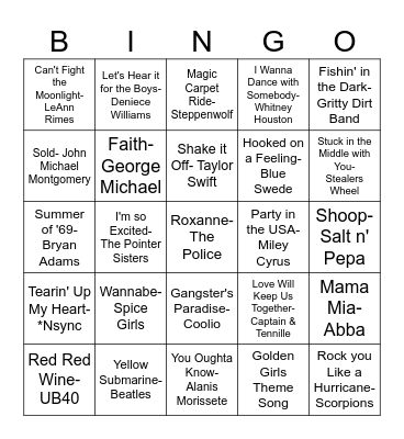 Music Bingo Round 2 Bingo Card