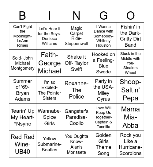 Music Bingo Round 2 Bingo Card