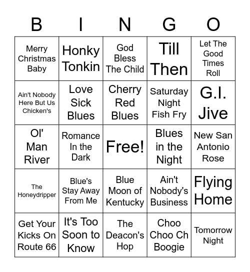 Music Bingo Card