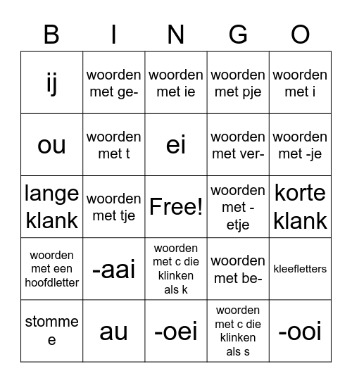 Spellingsbingo blok 6 Bingo Card
