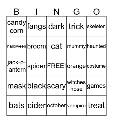 Happy Fall Bingo Card
