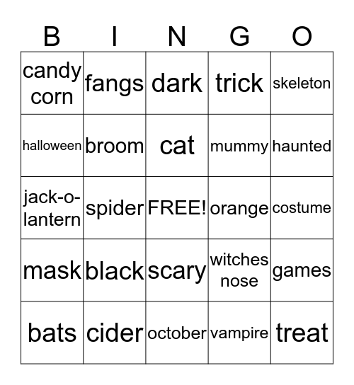 Happy Fall Bingo Card