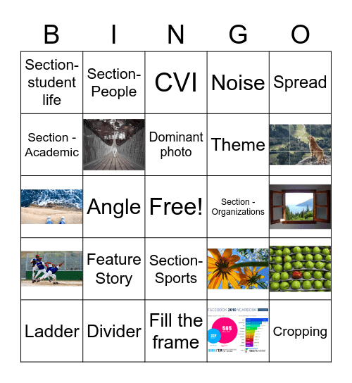 Yearbook Terms Bingo Card