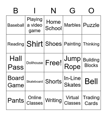 Practice Game Bingo Card