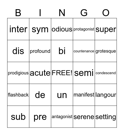 Caesar's English L 3-4 Bingo Card