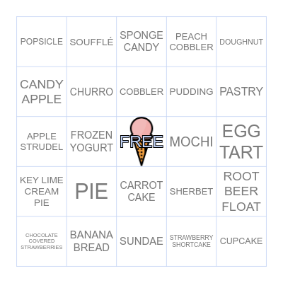 DESSERTS Bingo Card