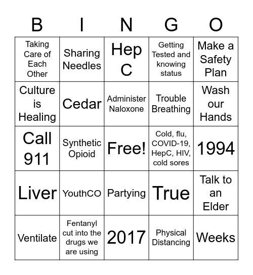Substance Use (1) Bingo Card