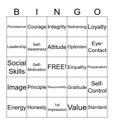 Character Bingo Card