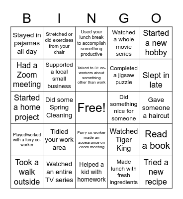 Ohio Mutual WFH BINGO Card