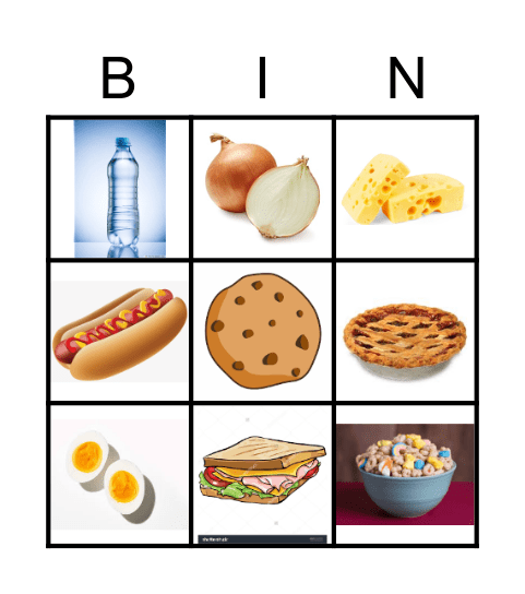 Reception- Food Bingo Card