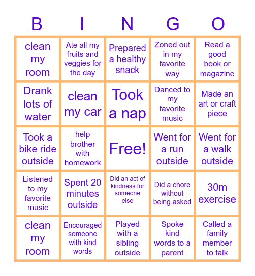 Staying Healthy BINGO! Bingo Card