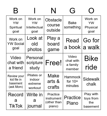 Quarantine Bingo Card