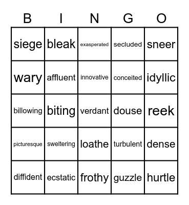 Vocabulary BINGO Card