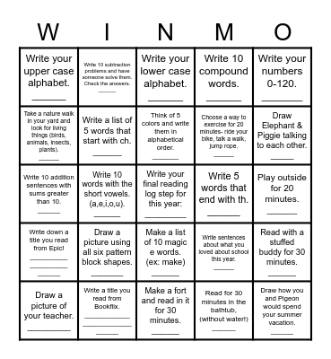WINMO Bingo Card