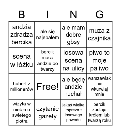 Bercik bingo Card