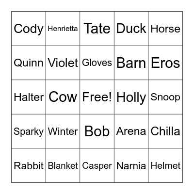 Double J Bingo Card