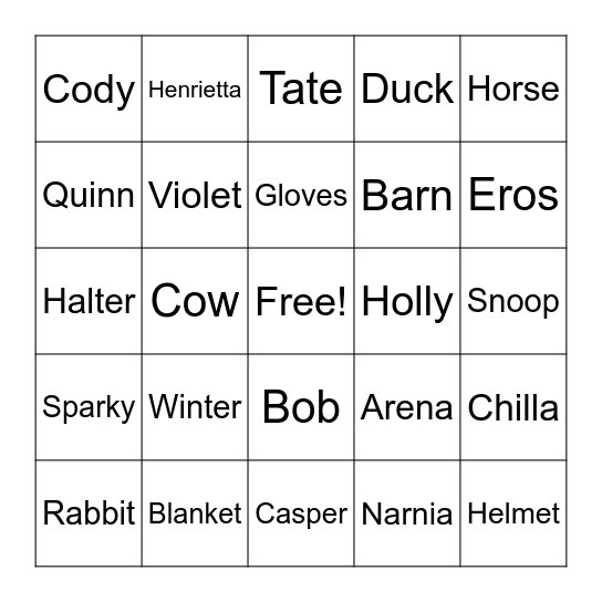 Double J Bingo Card