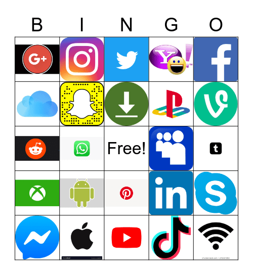 Social Media Bingo Card