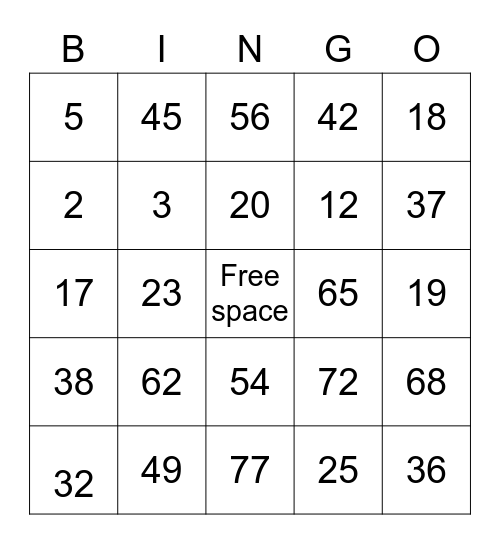 Langton Famliy Bingo Card