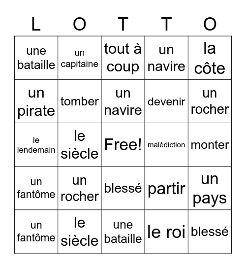 FRENCH BINGO Card