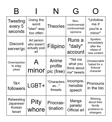 Anitwt bingo Card