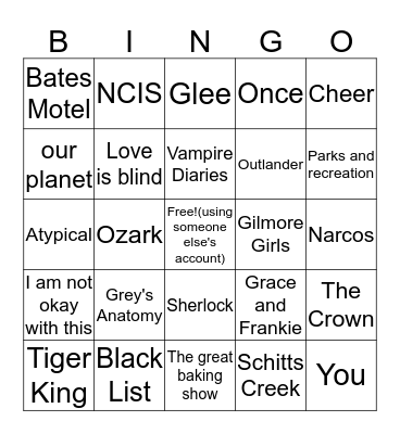 Netflix Bingo Card