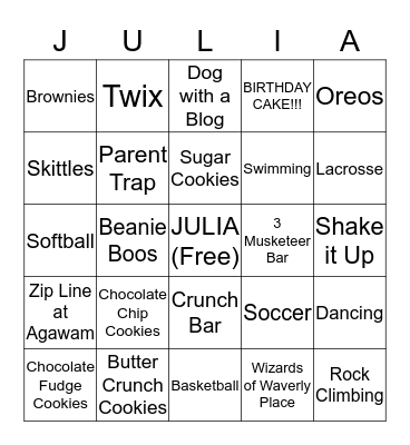 BIRTHDAY BINGO Card