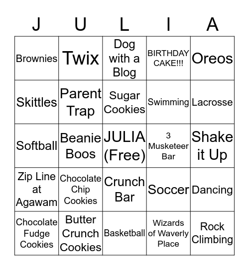 BIRTHDAY BINGO Card